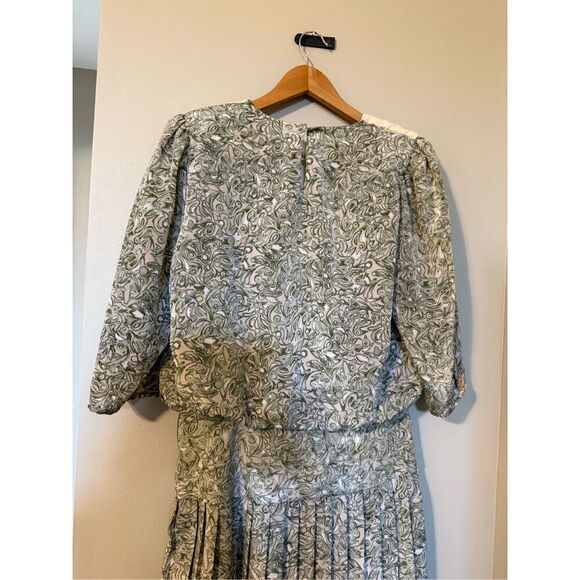 Vintage Positive Influence Size S Collared House Dress Gray Pleated Grannycore - Picture 8 of 15